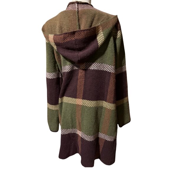 NWT Joseph A Plaid Hooded Cardigan Coat M - Picture 2 of 6